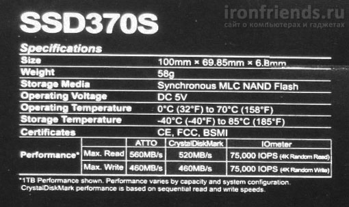 Характеристики Transcend SSD370S